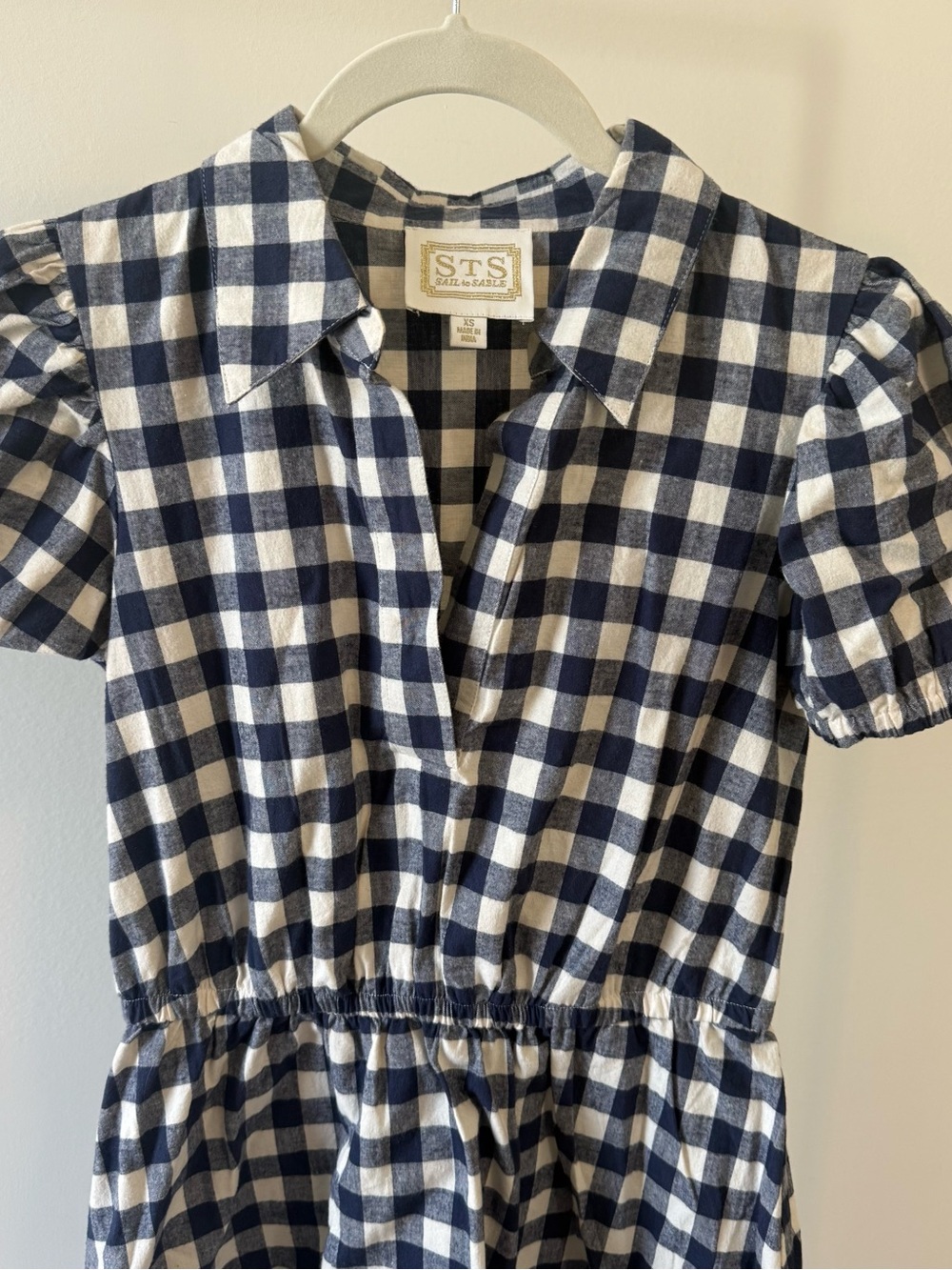 Navy and White Gingham Casual Shirtwaist Sail to Sable Dress
